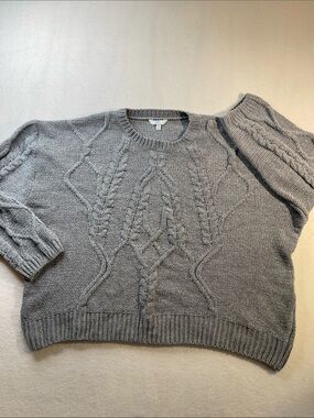 Time and Tru Gray Cable Knit Crewneck Sweater WOMENS SIZE 3X